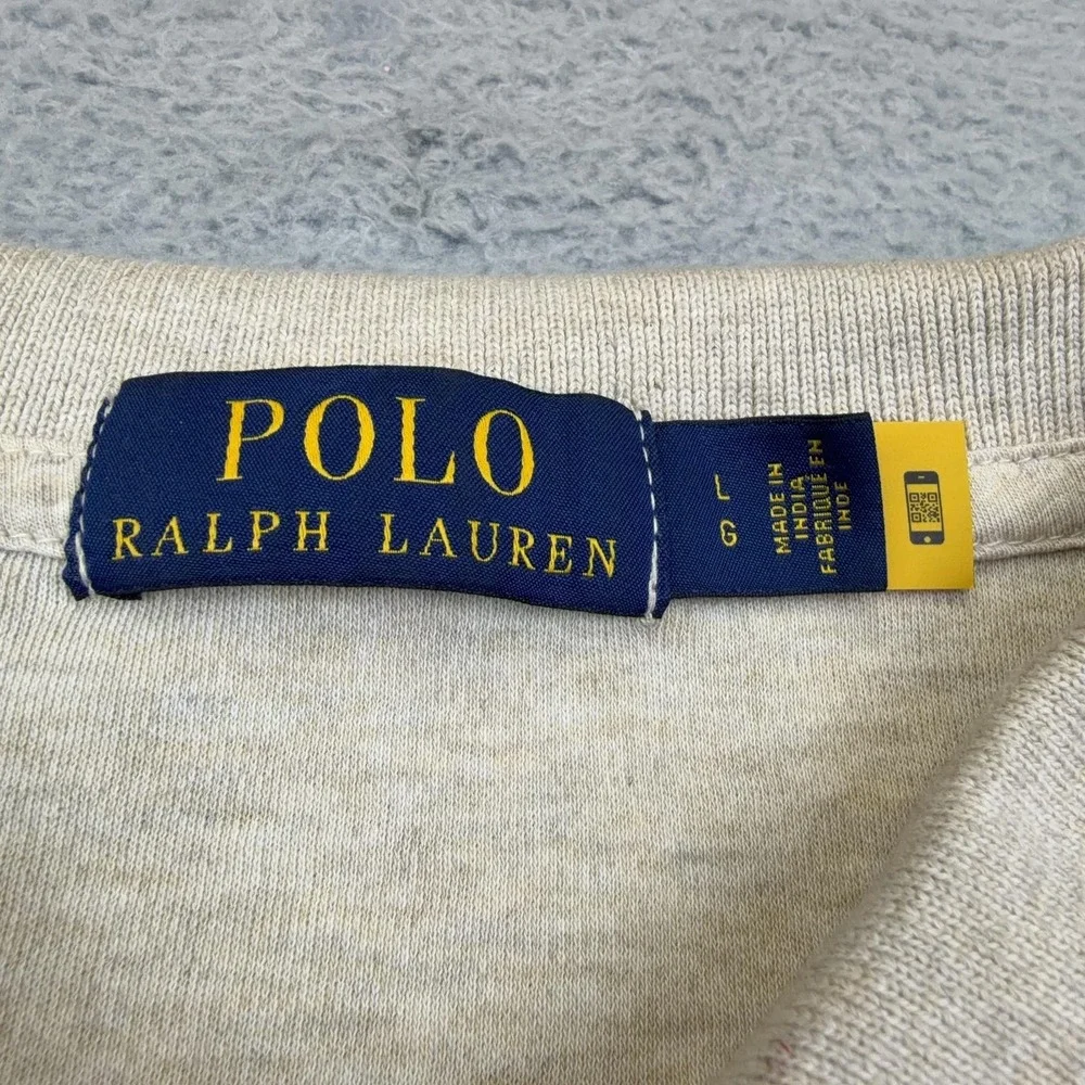 Polo Ralph Lauren Polo Shirt Mens Large Beige Cotton Short Sleeve Pony Logo